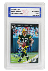 Aaron Rodgers Green Bay Packers Signed Autographed 2018 Panini Donruss #37 Football Card Five Star Grading Certified