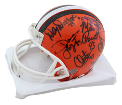 Cleveland Browns 1980 Kardiac Kids Team Signed Autographed Mini Helmet Witnessed Global COA - SMUDGED SIGNATURE