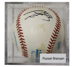 Russell Branyan Cleveland Indians Signed Autographed Rawlings Official American League Baseball with Display Holder