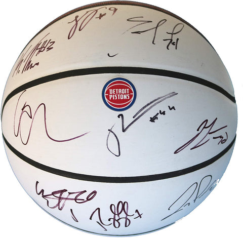 Detroit Pistons 2018-19 Team Autographed Signed White Panel Basketball - 12 Autographs