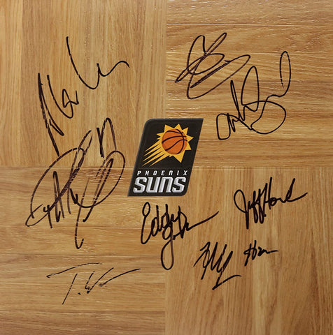 Phoenix Suns 2014-15 Team Signed Autographed Basketball Floorboard - 8 Autographs - Jeff Hornacek Eddie Johnson