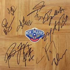 New Orleans Pelicans 2014-15 Team Signed Autographed Basketball Floorboard