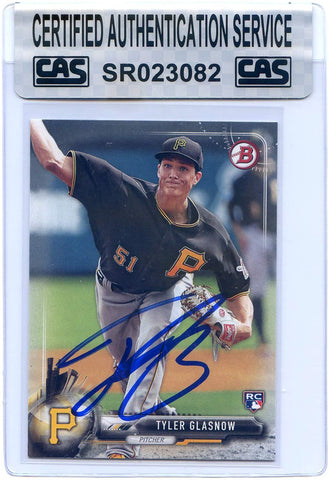 Tyler Glasnow Pittsburgh Pirates Signed Autographed 2017 Bowman #56 Rookie Baseball Card CAS Certified