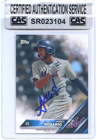 Amed Rosario New York Mets Signed Autographed 2016 Topps Pro Debut #96 Baseball Card CAS Certified