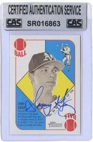 Sonny Gray Oakland Athletics Signed Autographed 2015 Topps Heritage '51 Collection #86 Baseball Card CAS Certified