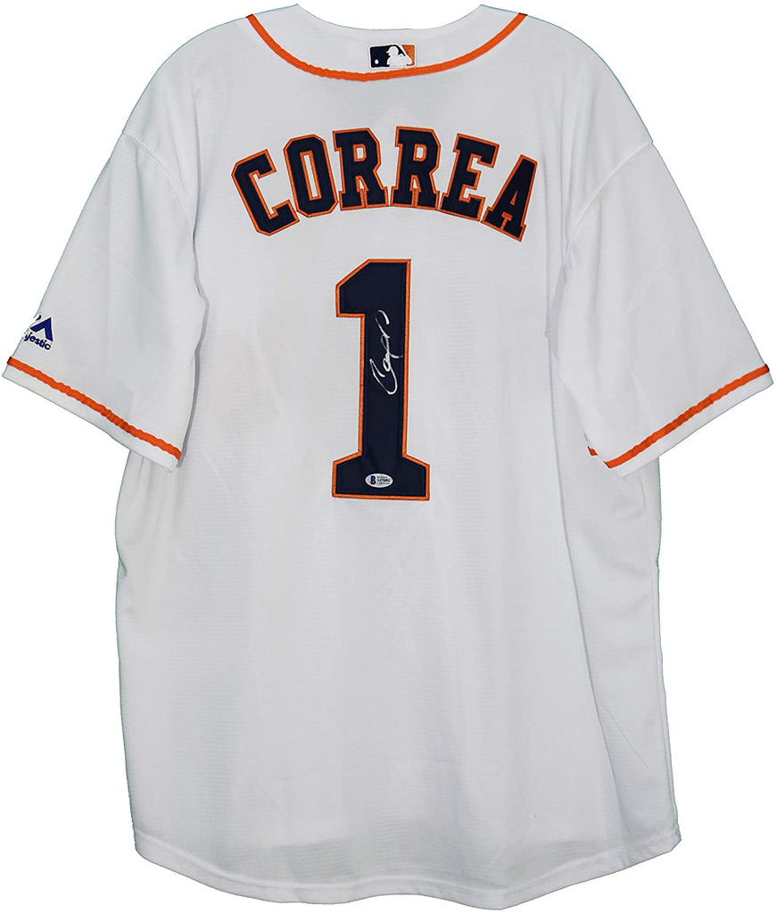 Carlos Correa Houston Astros Signed Signed White #1 Jersey Beckett
