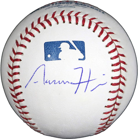Aaron Hicks New York Yankees Signed Autographed Rawlings Official Major League Baseball JSA COA with Display Holder