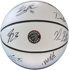 Toronto Raptors 2017-18 Team Signed Autographed White Panel Basketball CAS COA - 8 Autographs Valanciunas VanVleet