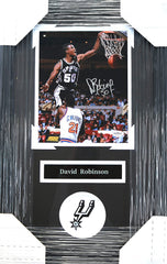 David Robinson San Antonio Spurs Signed Autographed 22" x 14" Framed Dunk Photo