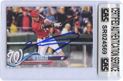 Victor Robles Washington Nationals Signed Autographed 2018 Topps #166 Rookie Baseball Card CAS Certified