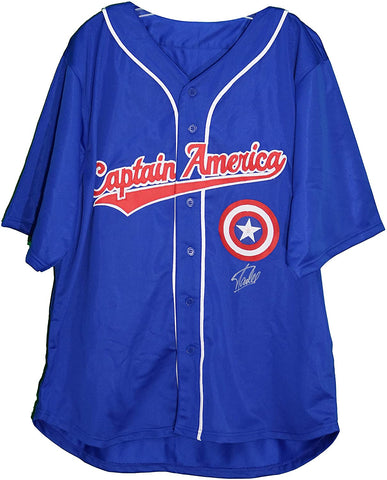 Stan Lee Signed Autographed Captain America Custom Jersey PAAS COA Autograph on Front