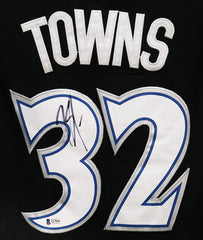 Karl-Anthony Towns Minnesota Timberwolves Signed Autographed Black Throwback #32 Jersey Beckett COA