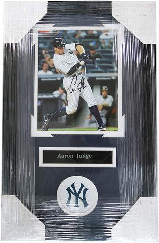 Aaron Judge New York Yankees Signed Autographed 22" x 14" Framed Hitting Photo Pinpoint COA