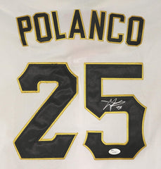 Gregory Polanco Pittsburgh Pirates Signed Autographed White #25 Jersey JSA COA