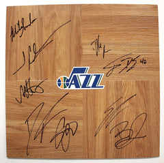 Utah Jazz 2013-14 Team Signed Autographed Basketball Floorboard