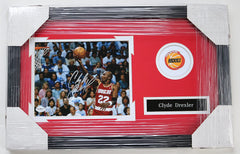 Clyde Drexler Houston Rockets Signed Autographed 22" x 14" Framed Photo