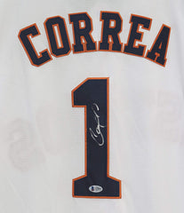 Carlos Correa Houston Astros Signed Autographed White #1 Jersey Beckett COA