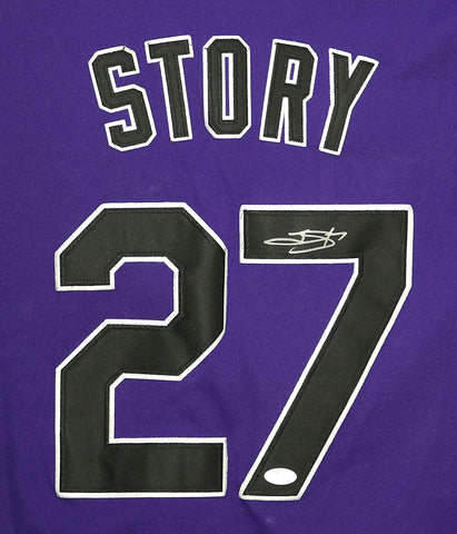 Trevor Story Colorado Rockies Signed Autographed Purple #27 Jersey JSA COA