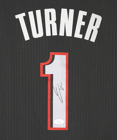 Evan Turner Portland Trail Blazers Signed Autographed Black #1 Jersey JSA COA