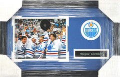 Wayne Gretzky Edmonton Oilers Signed Autographed 22" x 14" Framed Photo Pinpoint COA