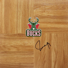 Luc Mbah a Moute Milwaukee Bucks Signed Autographed Basketball Floorboard