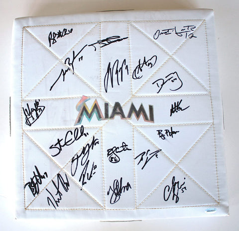 Miami Marlins 2012 Team Autographed Signed MacGregor Baseball Base Authenticated Ink COA Reyes Johnson