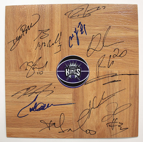 Sacramento Kings 2014-15 Team Autographed Signed Basketball Floorboard Round Logo