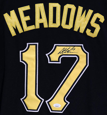 Austin Meadows Pittsburgh Pirates Signed Autographed Black #17 Jersey JSA COA