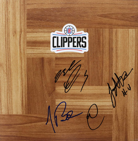 Los Angeles Clippers 2019-20 Signed Autographed Basketball Floorboard 4 autographs Rivers Harrell Morris Green