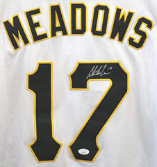Austin Meadows Pittsburgh Pirates Signed Autographed White #17 Jersey JSA COA