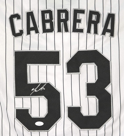 Melky Cabrera Chicago White Sox Signed Autographed White Pinstripe #53 Jersey JSA COA