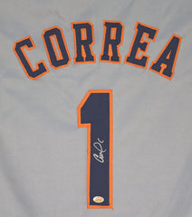 Carlos Correa Houston Astros Autographed Signed Gray #1 Custom Jersey Pinpoint COA