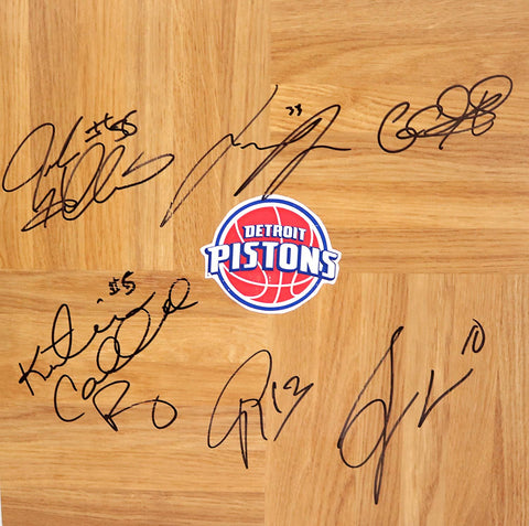 Detroit Pistons 2013-14 Team Signed Autographed Basketball Floorboard