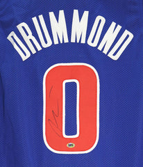 Andre Drummond Detroit Pistons Signed Autographed Blue #0 Custom Jersey CAS Witnessed COA