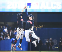 Francisco Lindor and Tyler Naquin Cleveland Indians Signed Autographed 16" x 20" High Five Photo CAS COA