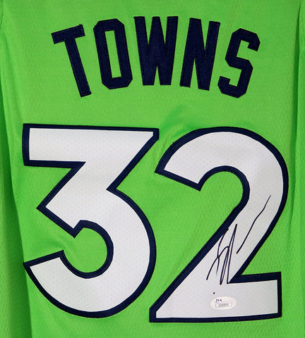 Karl-Anthony Towns Minnesota Timberwolves Signed Autographed Green #32 Jersey JSA COA
