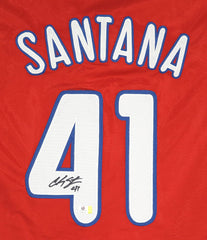 Carlos Santana Philadelphia Phillies Signed Autographed Red #41 Custom Jersey Witnessed Global COA