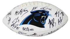 Carolina Panthers 2015 Team Signed Autographed White Panel Logo Football PAAS Letter COA Newton Kuechly