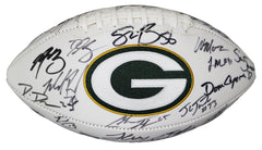 Green Bay Packers 2015 Team Signed Autographed White Panel Logo Football PAAS Letter COA - Aaron Rodgers