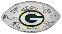 Green Bay Packers 2015 Team Signed Autographed White Panel Logo Football PAAS Letter COA Rodgers
