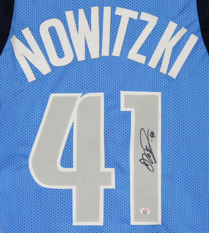 Dirk Nowitzki Dallas Mavericks Signed Autographed Blue #41 Custom Jersey PAAS COA