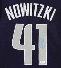 Dirk Nowitzki Dallas Mavericks Signed Autographed Dark Blue #41 Jersey JSA COA - FADED SIGNATURE