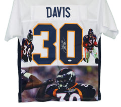 Terrell Davis Denver Broncos Signed Autographed White #30 Custom Photo Jersey JSA Witnessed COA