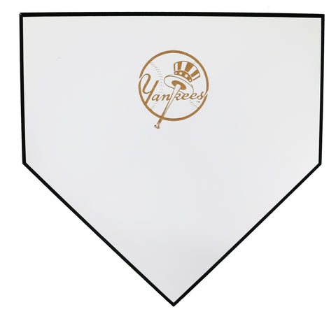 New York Yankees Engraved Round Logo White Wooden Baseball Home Plate 11-1/2" x 11-1/2"