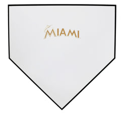 Miami Marlins Engraved Miami Logo White Wooden Baseball Home Plate 11-1/2" x 11-1/2"