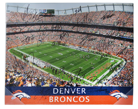 Denver Broncos 2015 Super Bowl Champions Team Signed Autographed 20" x 16" Canvas Authenticated Ink COA - Peyton Manning