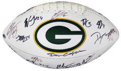 Green Bay Packers 2016 Team Signed Autographed White Panel Logo Football Authenticated Ink COA Rodgers Adams