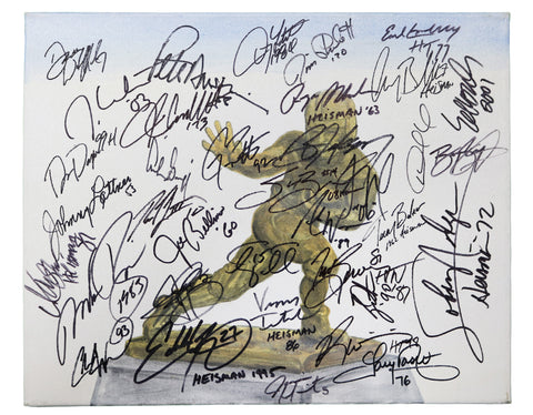 Heisman Trophy Winners Football Signed Autographed 20" x 16" Canvas Authenticated Ink COA - Jackson Staubach Dorsett
