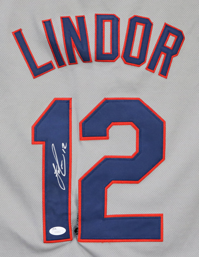 Francisco Lindor Cleveland Indians Signed Autographed Gray Jersey JSA –