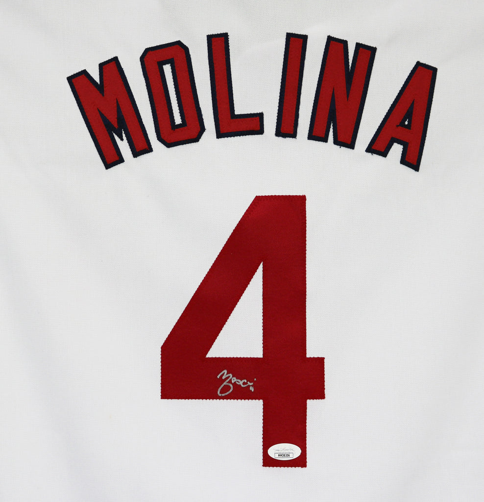 Yadier Molina Signed St Louis Cardinals Framed White Custom Jersey